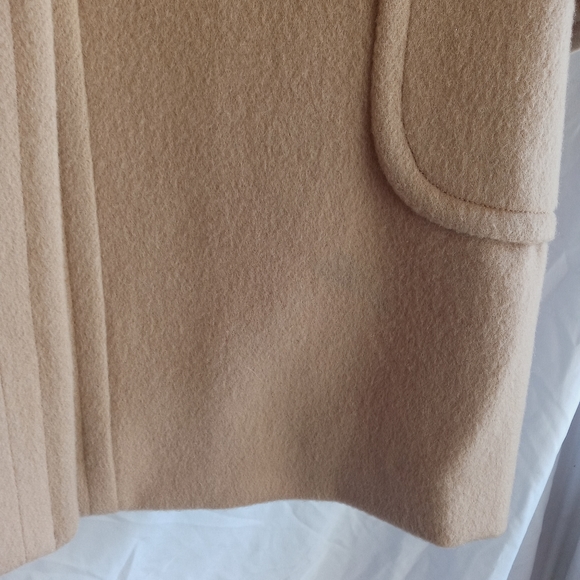 Bill Blass Wool Pea Coat Tan Cream - Picture 6 of 6